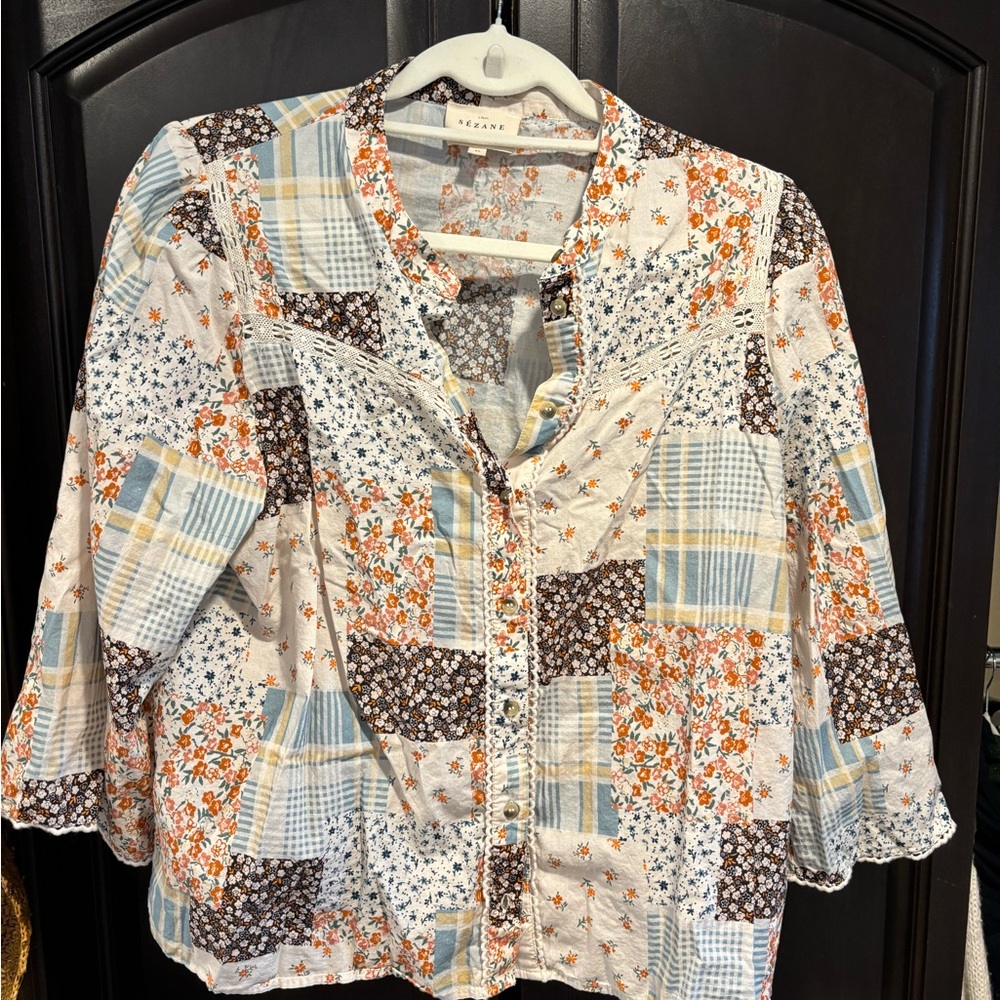 Sezane Women's Patchwork Blouse - Multicolor - image 1